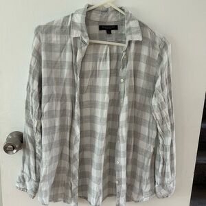 Banana Republic Gray Plaid Shirt